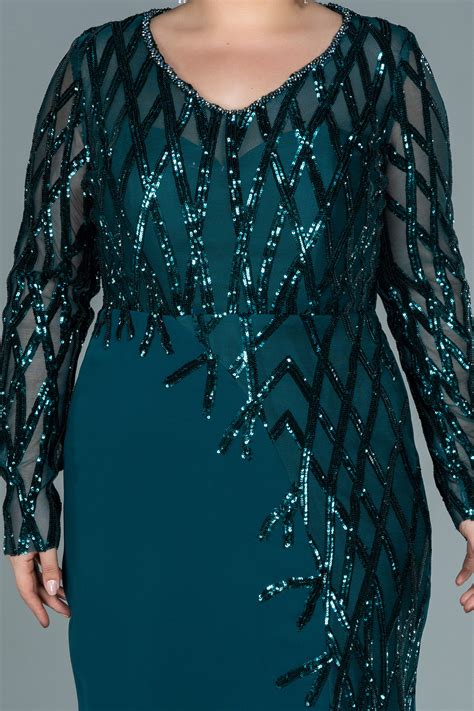 Long Emerald Green Chiffon Plus Size Evening Dress Abu2572