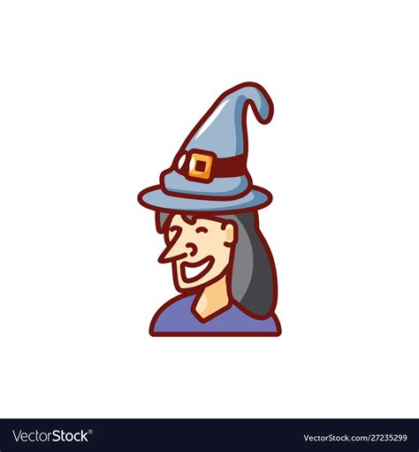 Head Witch With Hat On White Background Royalty Free Vector