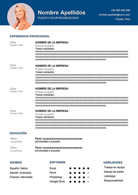 Curriculum De Trabajo Gratis Para Word Descargar Modelo Cv