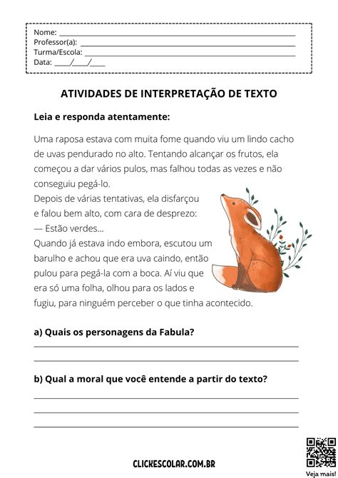 Atividades de Interpretação de texto para 5º ano