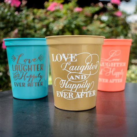 Love Laughter Happily Ever After Cups Custom Plastic Cups Etsy