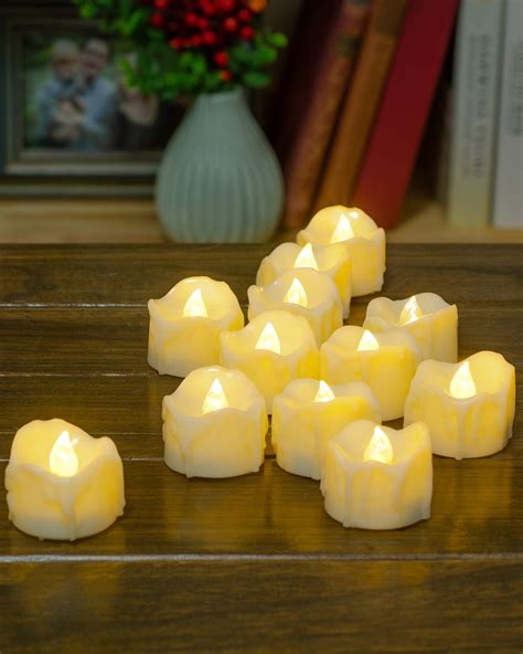 Pchero Led Tea Lights Candles With Timer Pack Led Flameless Battery