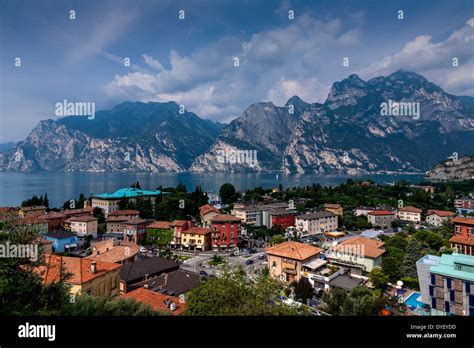 An Aerial View Of The Town Of Torbole Lake Garda Italy Stock Photo