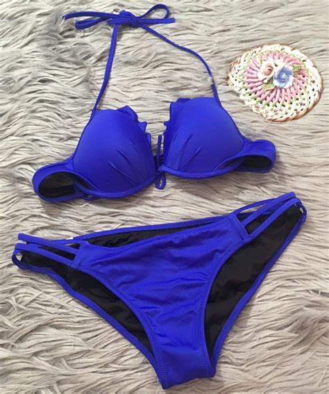 Victorias Secret Ruffle Cheeky Fabulous Swim Set Sz … Gem