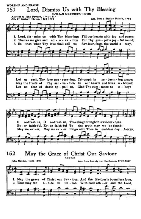 Worship And Service Hymnal For Church School And Home 152 May The Grace Of Christ Our