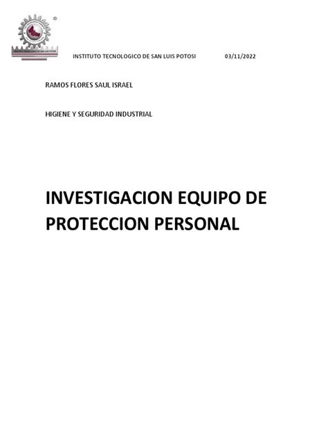 Equipo De Proteccion Personal Pdf