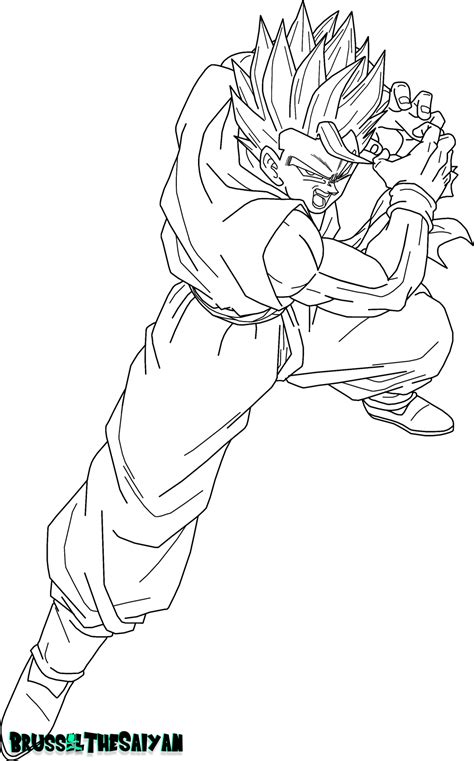 Super Saiyan Gohan Lineart By Brusselthesaiyan On Deviantart