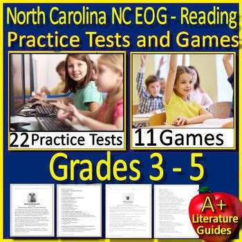 NC EOG Test Prep Reading Games Bundle Gr 3 5 NC Ready EOG SELF