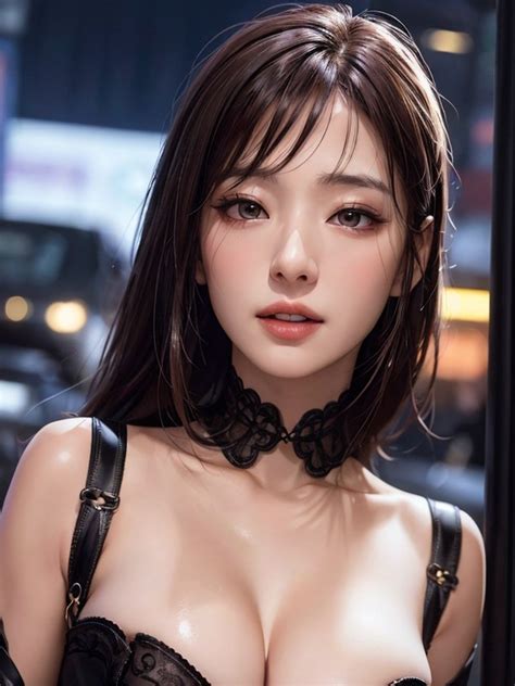 Bust Shot Corset Cyberpunk City AI Porn