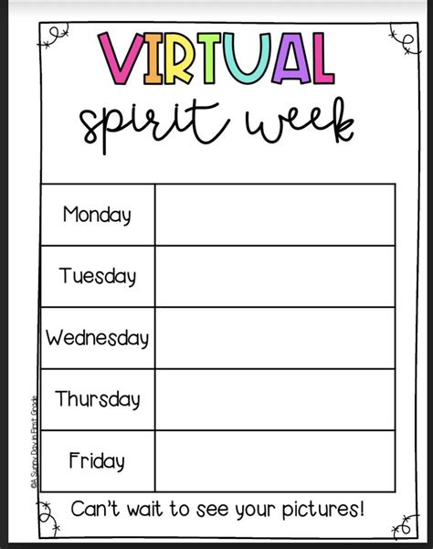 Printable Virtual Spirit Week Poster