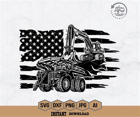 Us Dump Truck With Track Hoe Svg Quarry Truck Svg Excavator Svg Heavy