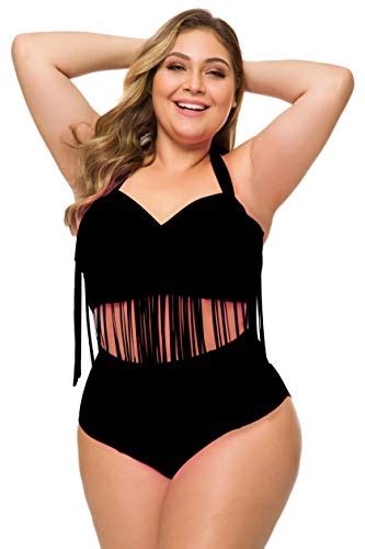 Echo Paths Women S Vintage Plus Size High Waist Fringe Bikini Retro Swimwear Braided Fringe Top