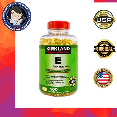 Kirkland Signature E 180mg 400 IU DL Alpha Tocopheryl Acetate 500