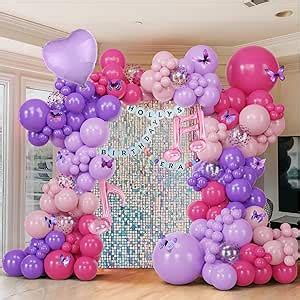 Amazon Pcs Pink And Purple Balloon Garland Butterfly Pastel