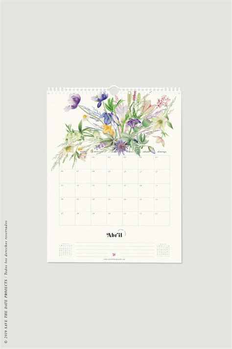 Calendario De Pared Con Flores Organiza Tu Vida De Forma Bonita