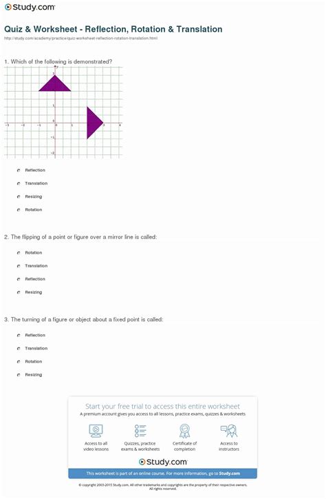 Translation Rotation And Reflection Worksheet