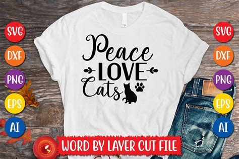 Peace Love Cats Svg Design Graphic By MegaSVGArt Creative Fabrica