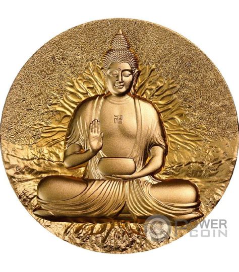 Buddha Creator Of Buddhism Gilded Oz Silver Coin Francs Gabon