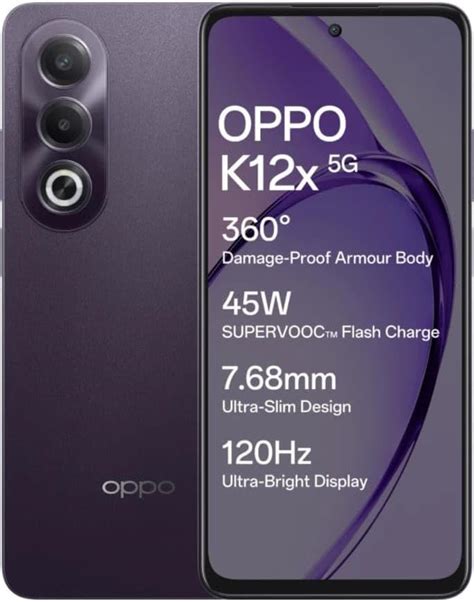 Oppo K12x 5G With 45W SUPERVOOC Charger In The Box Midnight Voilet