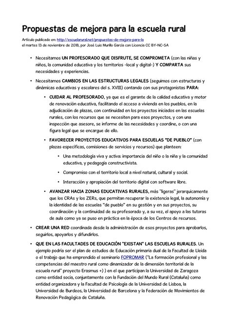 PDF Propuestas De Mejora Para La Escuela Rural