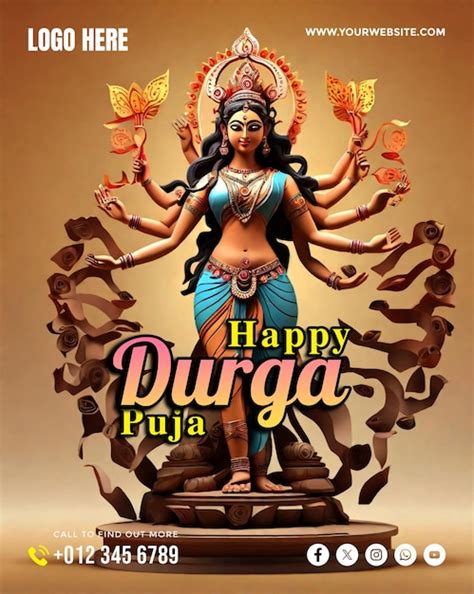 Premium PSD Happy Durga Puja Social Media Banner And Poster Template