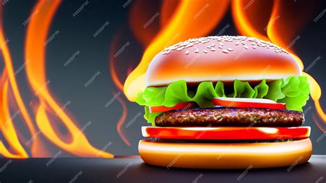 Premium AI Image | burger with fire