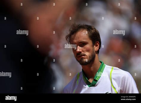 Russias Daniil Medvedev Looks Back During His First Round Match Of The