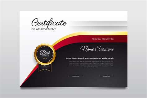 Premium Vector Red And Black Color Certificate Template Design