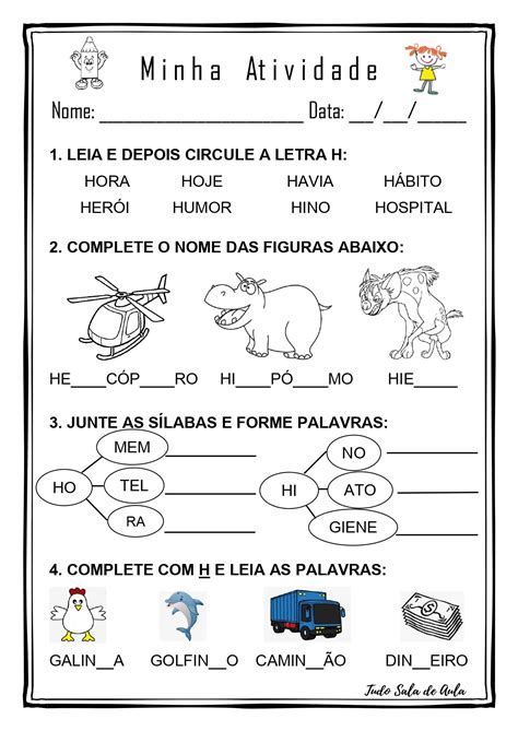 Atividade Letra H Alfabetização