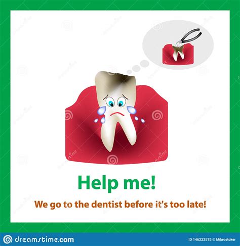 A Tooth With Caries Is Crying And Asks For Help To Go To The Dentist