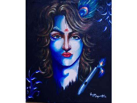 Lord Krishna | Painting by Pragga Majumder | Exotic India Art