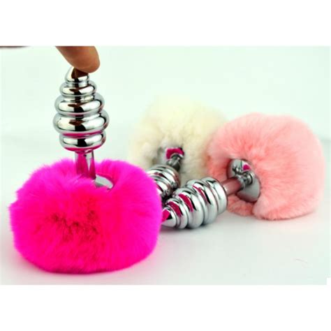 Spiral Anal Plug With Ball Fur Tail Anal Spreader Enlarger Butt Beads