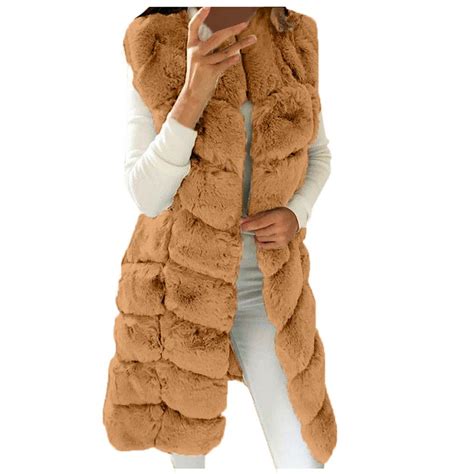 Womens Faux Fur Gilet Vest Sleeveless Solid Waistcoat Body Warmer Jacket Coat Outwear Buy At A