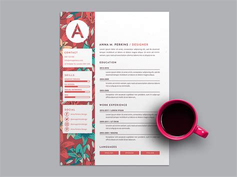 Free Pretty Floral Resume Template by James Han on Dribbble