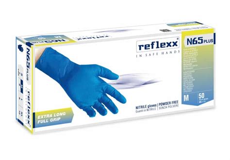 Guanti In Nitrile Senza Polvere Full Grip Blu Reflexx N65 Plus Extra