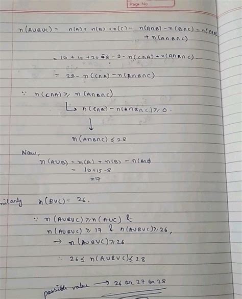 134 Let A B C Be Finite Sets Suppose That N A 10 N B 15 N C 20 N Anb 8 And N B C