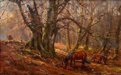 Autumn Grazing By Artist Barry Peckham Beaulieu Fine Arts