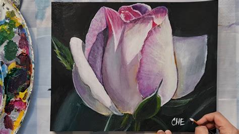 Pinkish Rose Acrylic Painting Tutorial By Cheryl Navarro Youtube