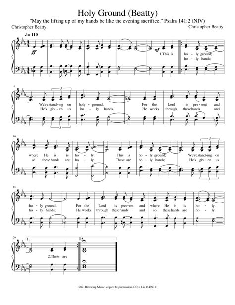 Holy Ground Beatty Sheet Music For Piano Satb Easy