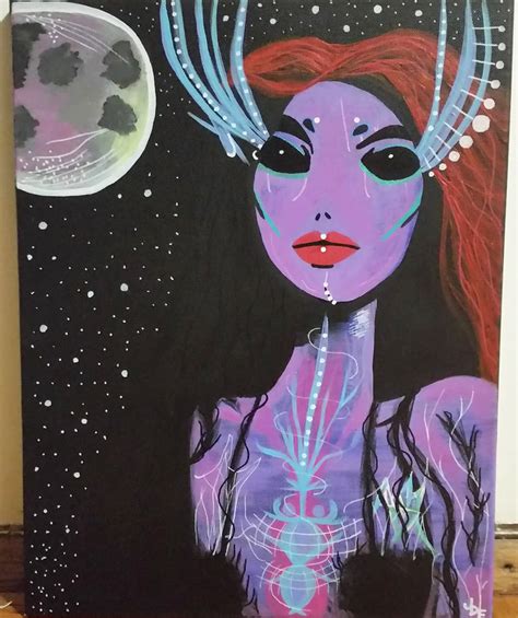 Original 14x18 Acrylic Painting of Alien Woman With the Full - Etsy