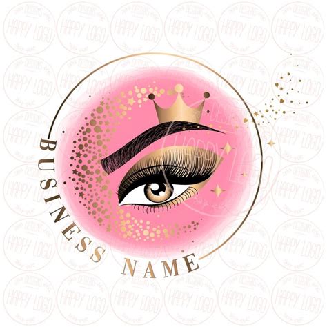 Lash Logo Custom Logo Design Gold Pink Lashes Logo Crown Lash Beauty