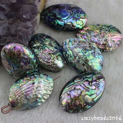 Pretty 35x55mm Big Oval Natural New Zealand Blue Abalone Shell Loose