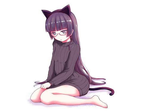 Animal Barefoot Blush Catgirl Ears Eyes Glasses Gokou Hair