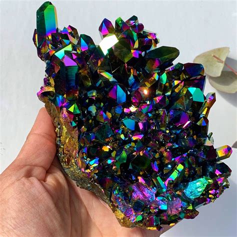 Incredible Xxl Rainbow Titanium Quartz Quartz With Dt Elestial Points