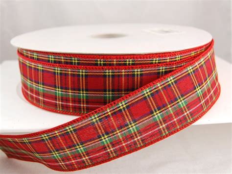 Reliant Ribbon Tradition Plaid Value Wired Edge Ribbon Inch X