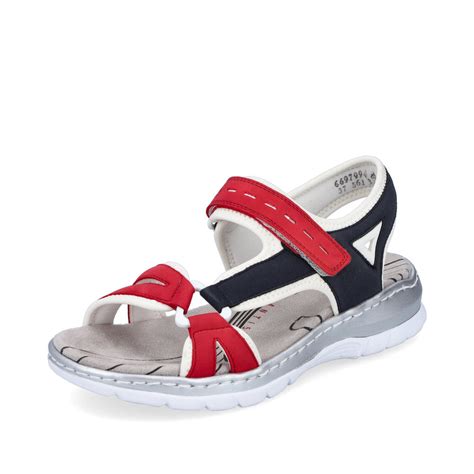 Rieker 66979 94 Flat Velcro Strap Comfort Sandal Red Multi Victor