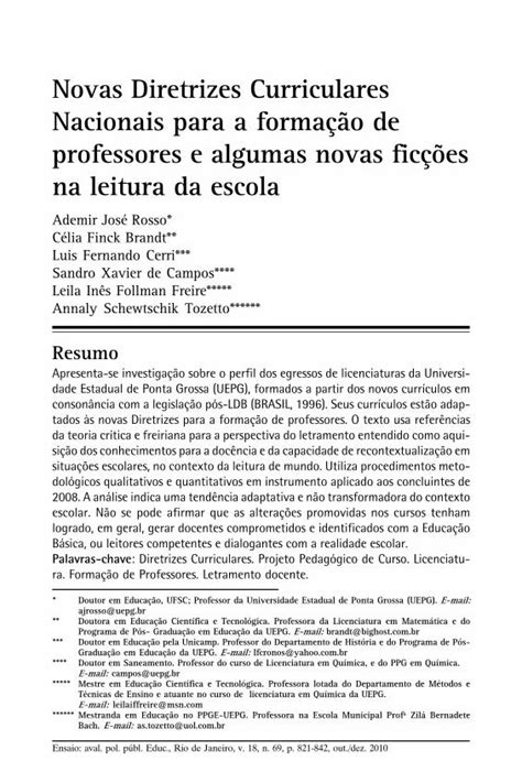 Pdf Novas Diretrizes Curriculares Nacionais Para A Forma O De