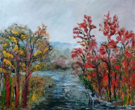 Rivière en automne Alain BOUILLAGUET artiste peintre en Corrèze