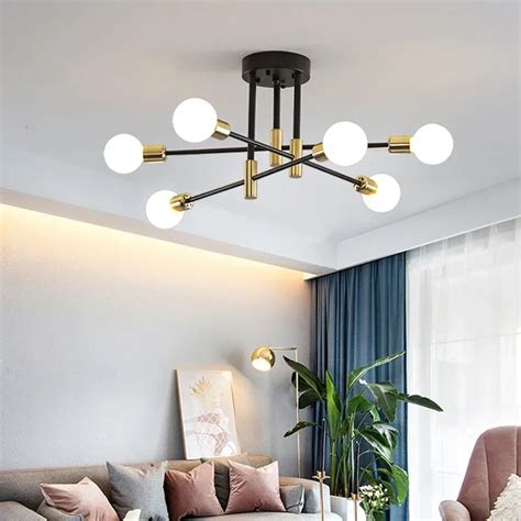 Moderno Candelabro De Teto Led Minimalista Preto Branco Dourado Lumin