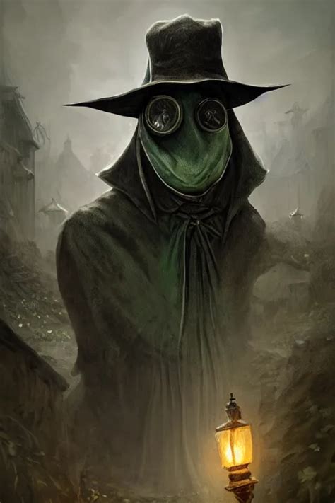 A Fancy Portrait Of A Green Plague Doctor Wearing A Stable Diffusion